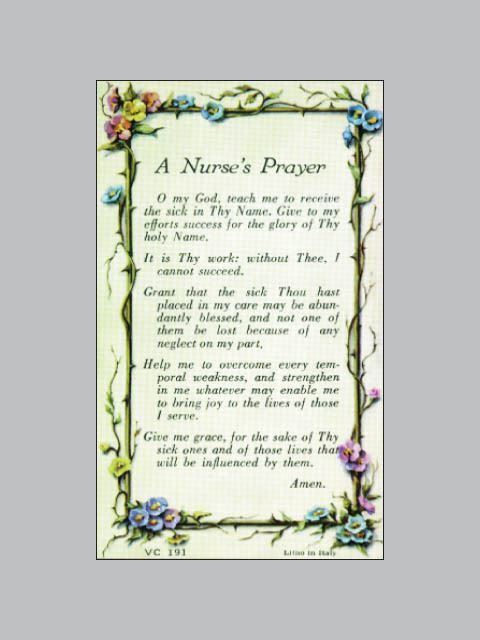 HOLY CARD - A NURSE'S PRAYER
