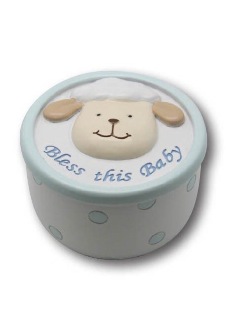 BLESS THIS BABY JEWELLERY BOX BLUE