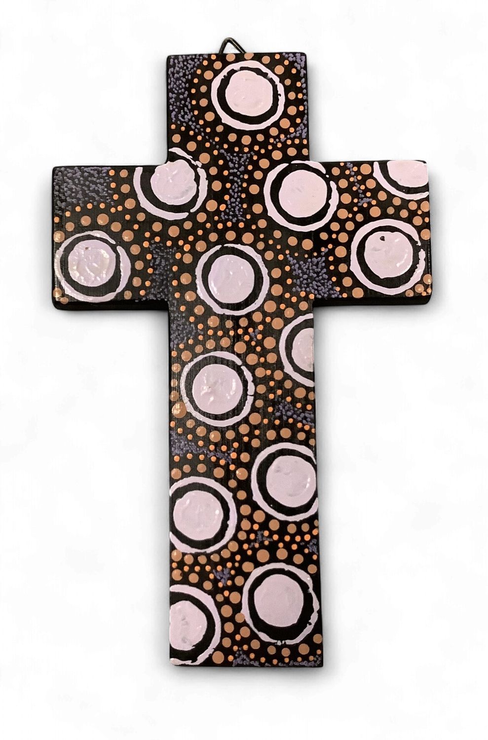 INDIGENOUS CROSS HAND PAINTED 20CM JJ