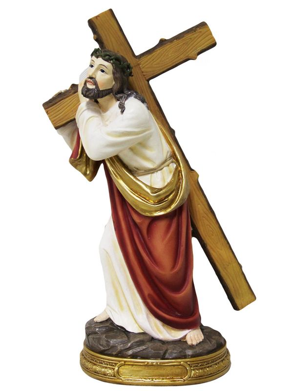 RESIN STATUE JESUS CARRYING THE CROSS 30CM
