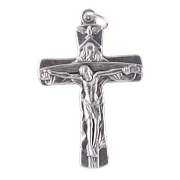 CRUCIFIX SILVER 40MM TRINITY CROSS