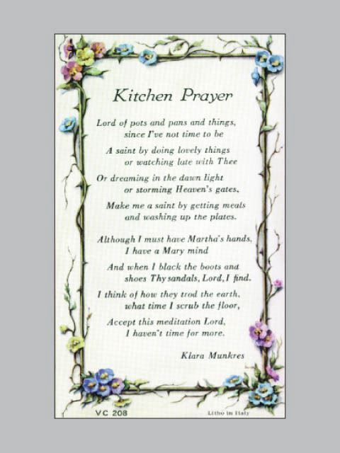 HOLY CARD - KITCHEN PRAYER