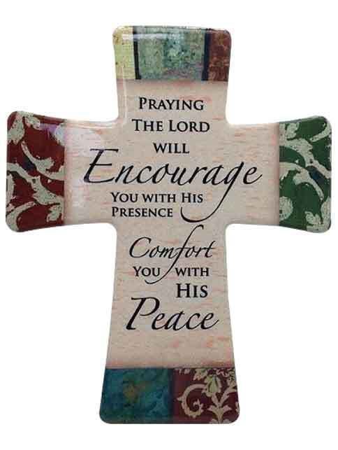 PORCELAIN CROSS PRAYING THE LORD WILL ENCOURAGE