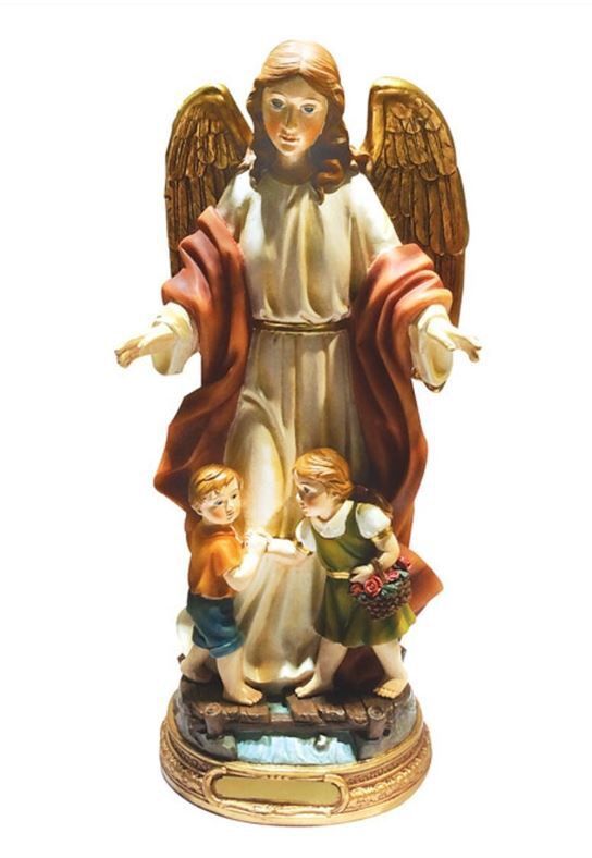RESIN STATUE GUARDIAN ANGEL 14CM