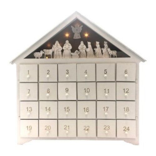 CHRISTMAS - WOODEN ADVENT CALENDAR WITH LIGHT