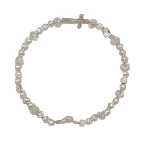 ROSARY BRACELET CRYSTAL AND ZIRCON BEADS CLEAR