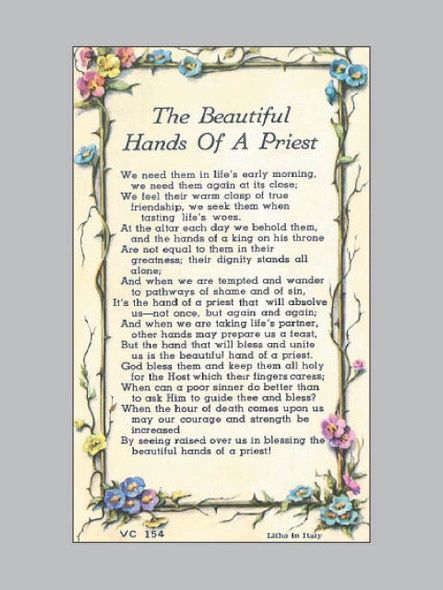 HOLY CARD - THE BEAUTIFUL HANDS OF A PRIEST