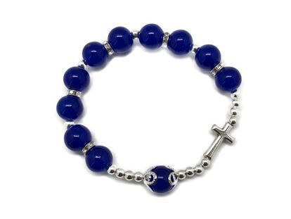 ROSARY BRACELET 8MM BEADS BLUE