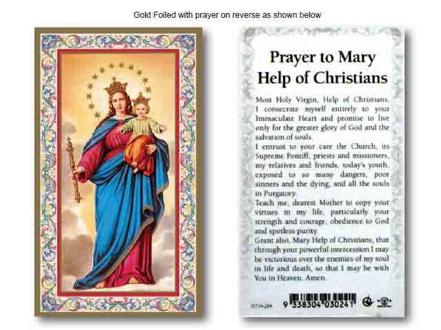 HOLY CARD - OUR LADY HELP OF CHRISTIANS GOLD FOIL