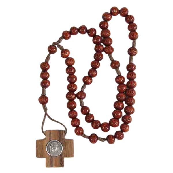 ROSARY WITH WOOD BEADS AND MARY MACKILLOP MEDAL