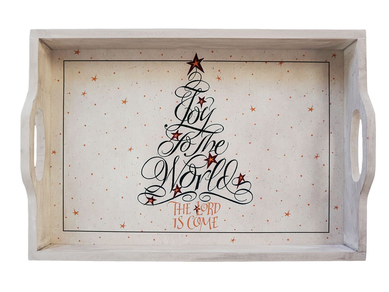 CHRISTMAS SERVING TRAY JOY TO THE WORLD 450 x 300MM