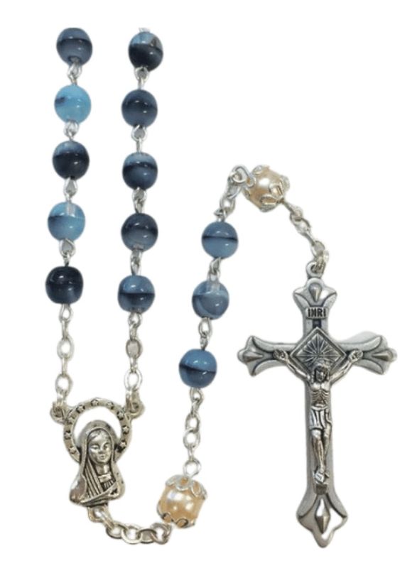 ROSARY GLASS STONE BLUE/GREY