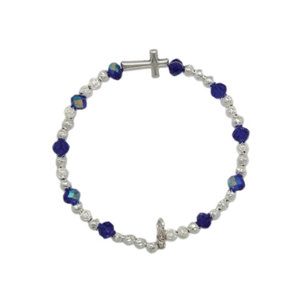 ROSARY BRACELET CRYSTAL AND ZIRCON BEADS DARK BLUE