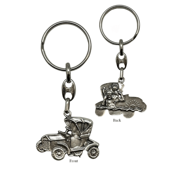 KEYRING CAR SHAPE - ST CHRISTOPHER