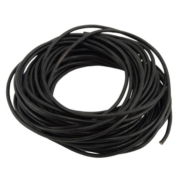 BLACK LEATHER 1.5MM CORD 10M ROLL (SELL BY M)