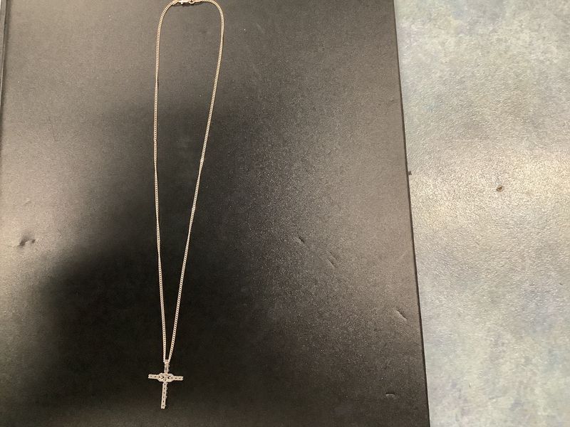 STERLING SILVER CUBIC ZIRCONIA INFINITY CROSS WITH CHAIN