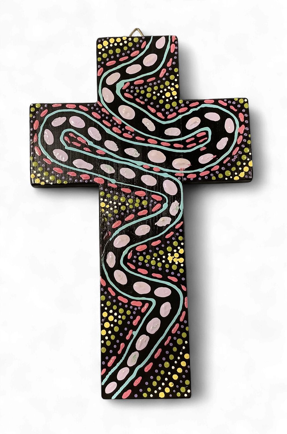 INDIGENOUS CROSS HAND PAINTED 20CM TT