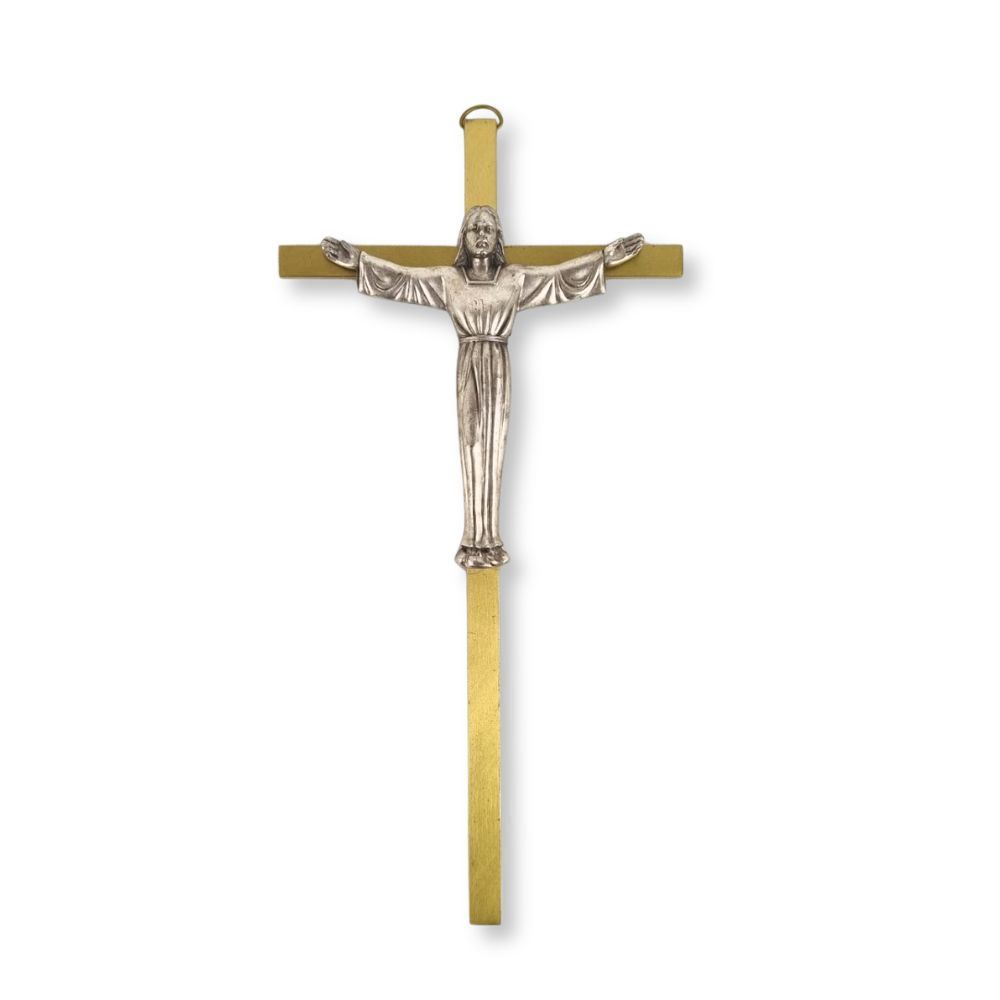 WALL CRUCIFIX RISEN CHRIST GOLD AND SILVER METAL
