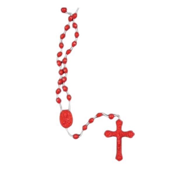 ROSARY PLASTIC WITH NYLON CORD RED