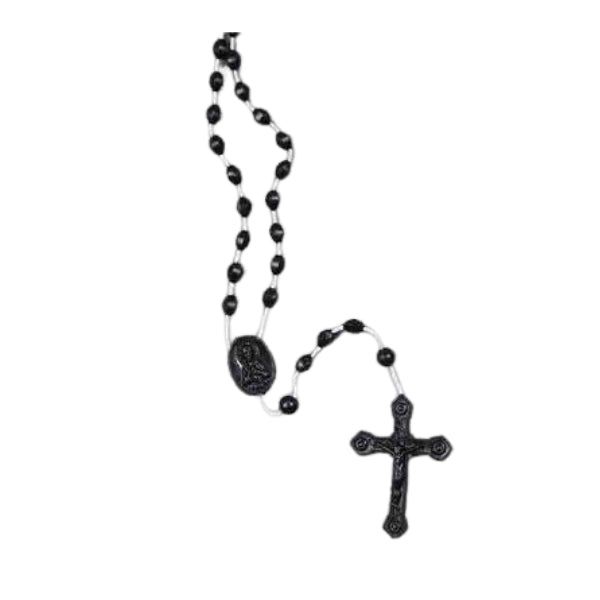 ROSARY PLASTIC WITH NYLON CORD - BLACK