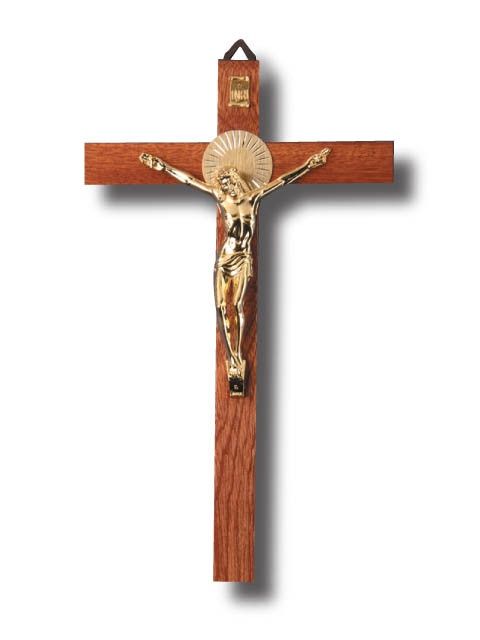 CRUCIFIX WOOD GOLD 25CM X 15CM