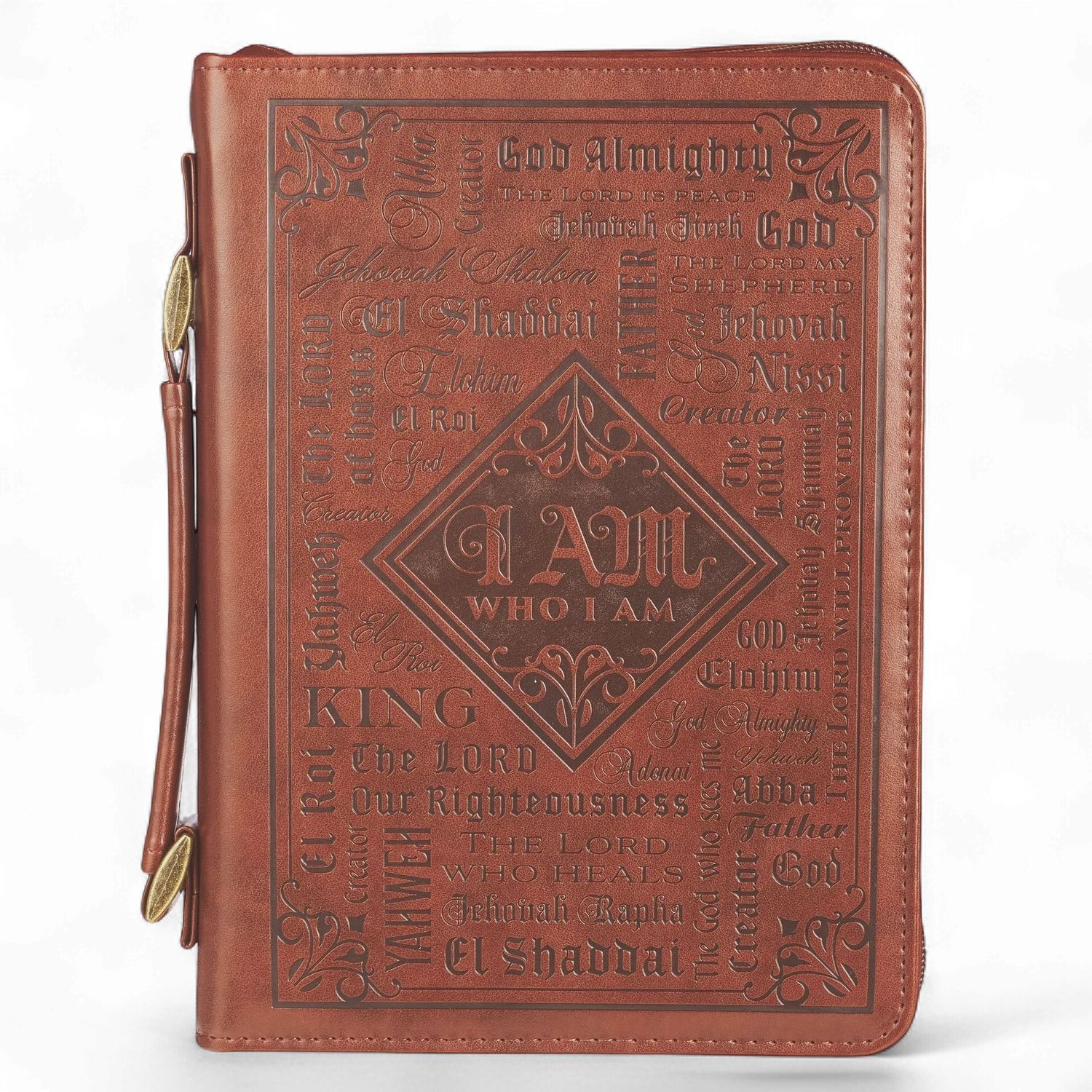BIBLE COVER CLASSIC LARGE: NAMES OF GOD, DARK BROWN