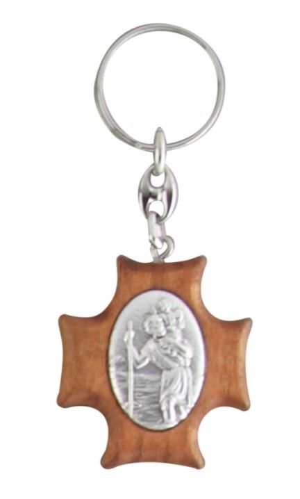 KEYRING SAINT CHRISTOPHER WOODEN