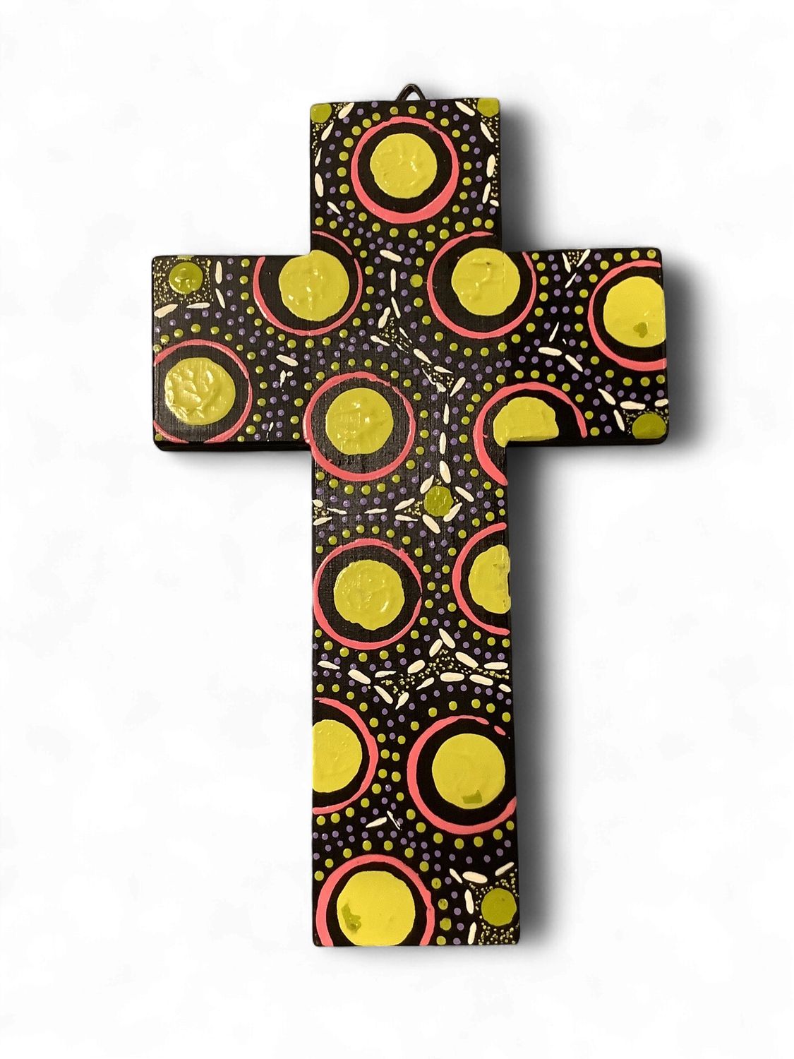 INDIGENOUS CROSS HAND PAINTED 20CM MM1
