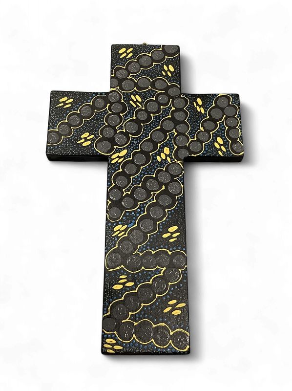 INDIGENOUS CROSS HAND PAINTED 20CM NN1