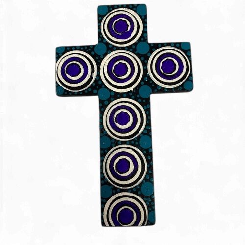 INDIGENOUS CROSS HAND PAINTED 20CM PP2