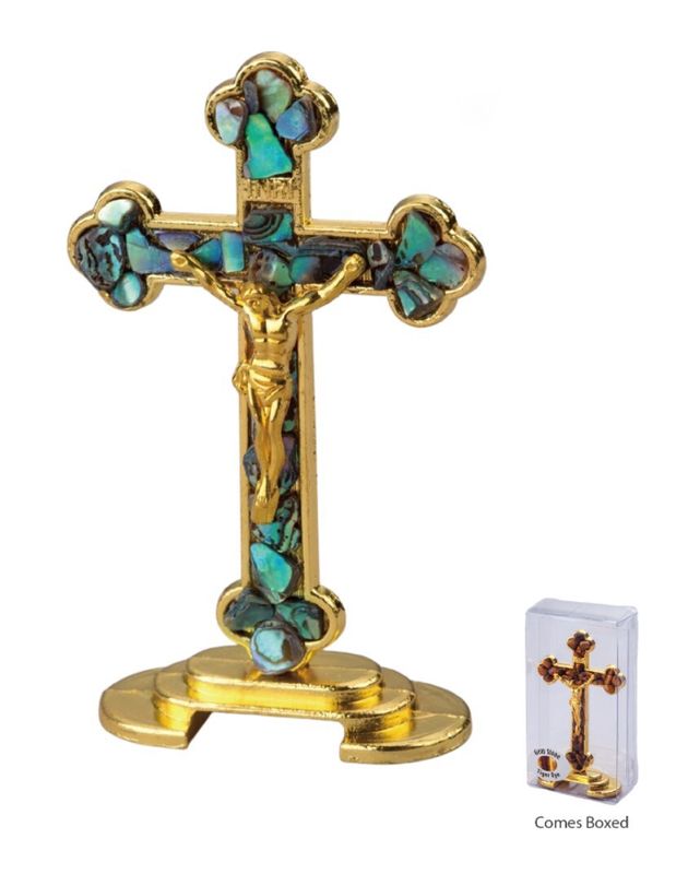 CRUCIFIX STANDING GEM SEA SHELL