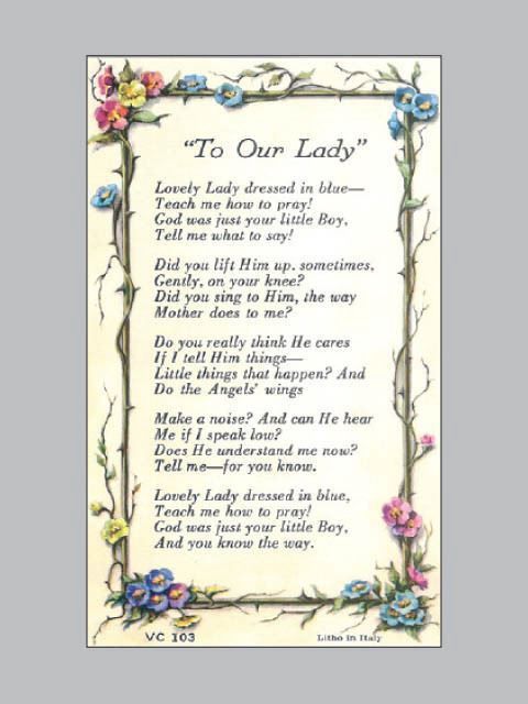 HOLY CARD - TO OUR LADY