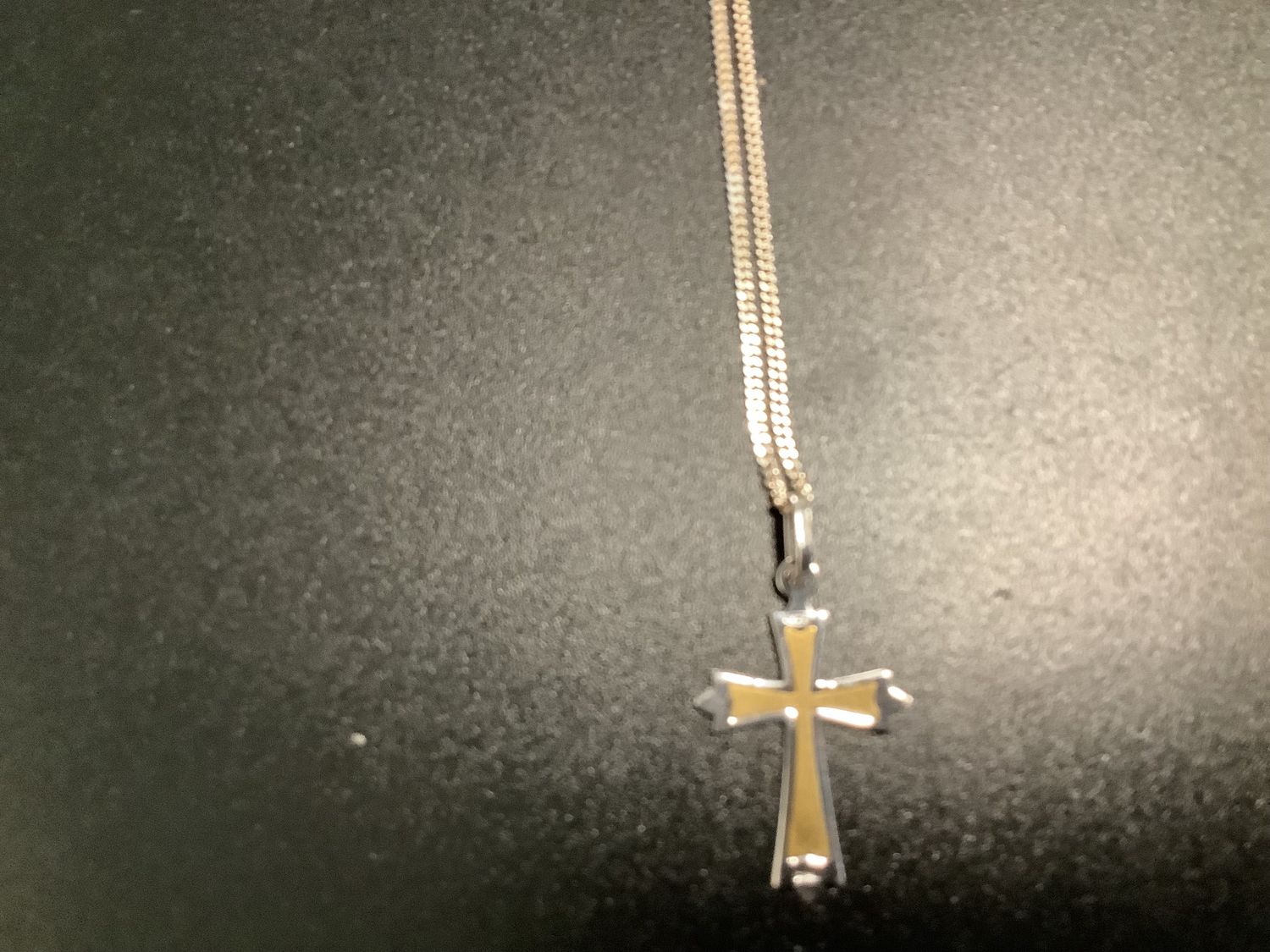 STERLING SILVER CHAIN AND TWO TONE CROSS