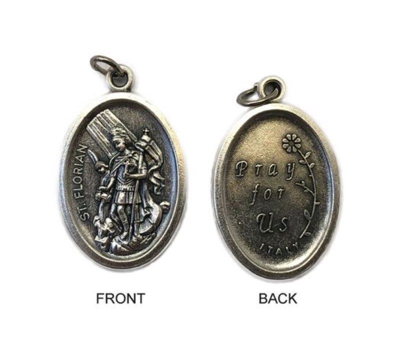 MEDAL ST FLORIAN SILVER OXIDE 22MM OVAL