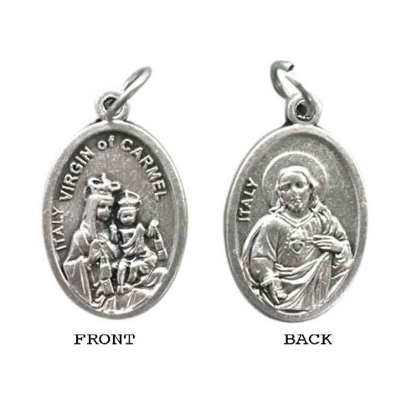 MEDAL SCAPULAR SILVER OXIDE 22MM OVAL OUR LADY MT CARMEL / SHJ