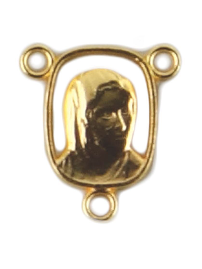 ROSARY CENTRE MARY/SACRED HEART JESUS 15MM GOLD