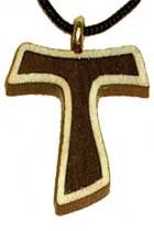 FRANCISCAN TAU INLAY WOODEN CROSS