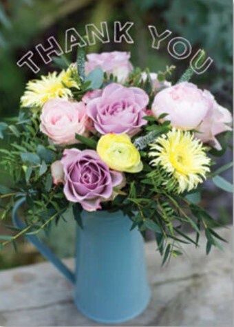 CD - CARD THANK YOU - PINK &amp; YELLOW FLOWERS
