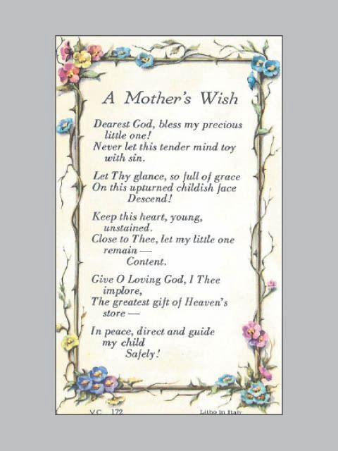 HOLY CARD - A MOTHER'S WISH
