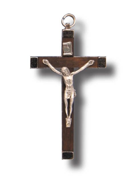 CRUCIFIX BROWN METAL WALL 11CM X 6.5CM