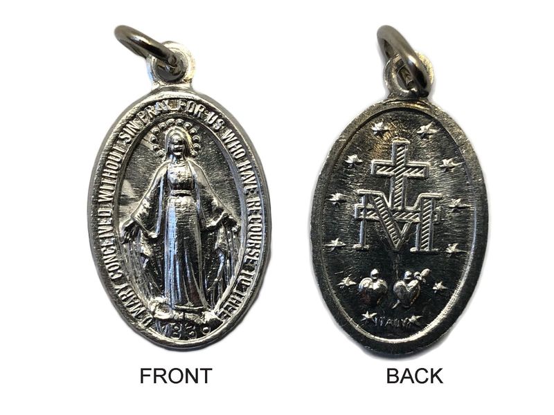 MIRACULOUS MEDAL SILVER ALUMINIUM 9MM