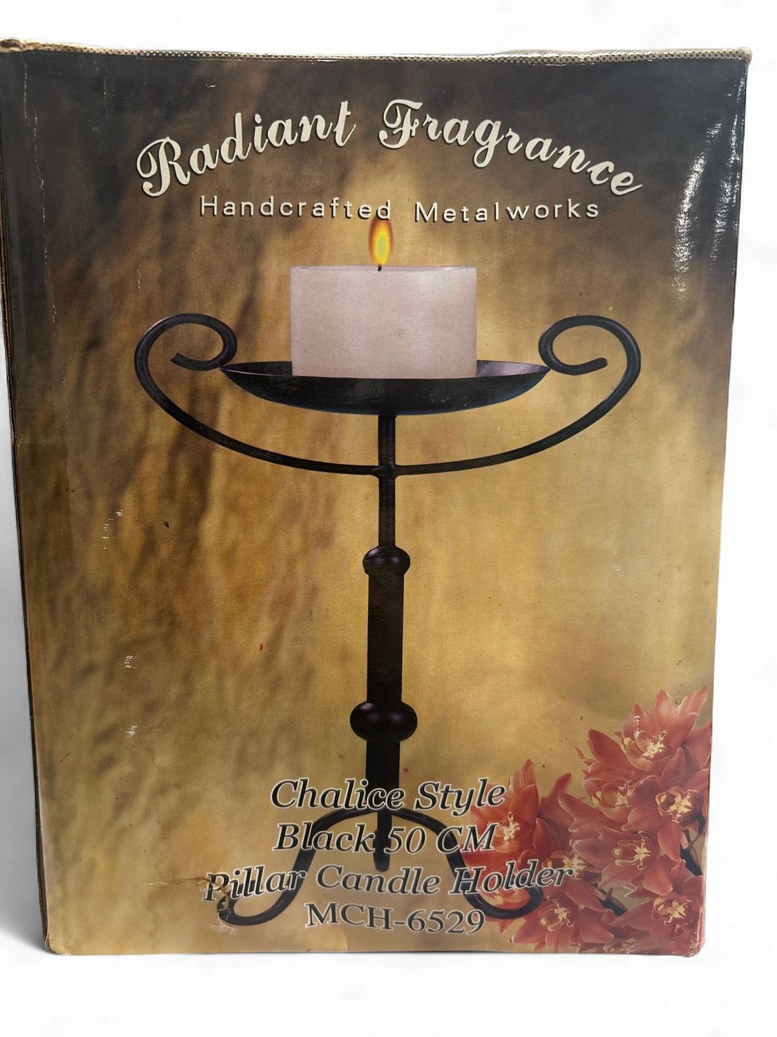 CHALICE STYLE BLACK PILLAR CANDLE HOLDER