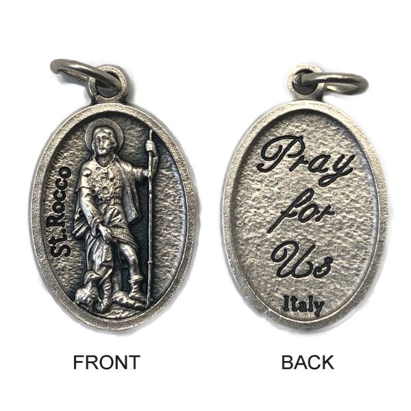 MEDAL ST ROCCO SILVER OXIDE 22MM OVAL