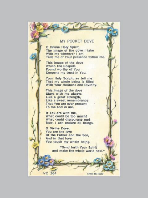 HOLY CARD - POCKET DOVE
