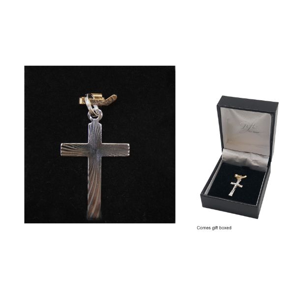 CROSS AND CHAIN STERLING SILVER 25MM BOXED