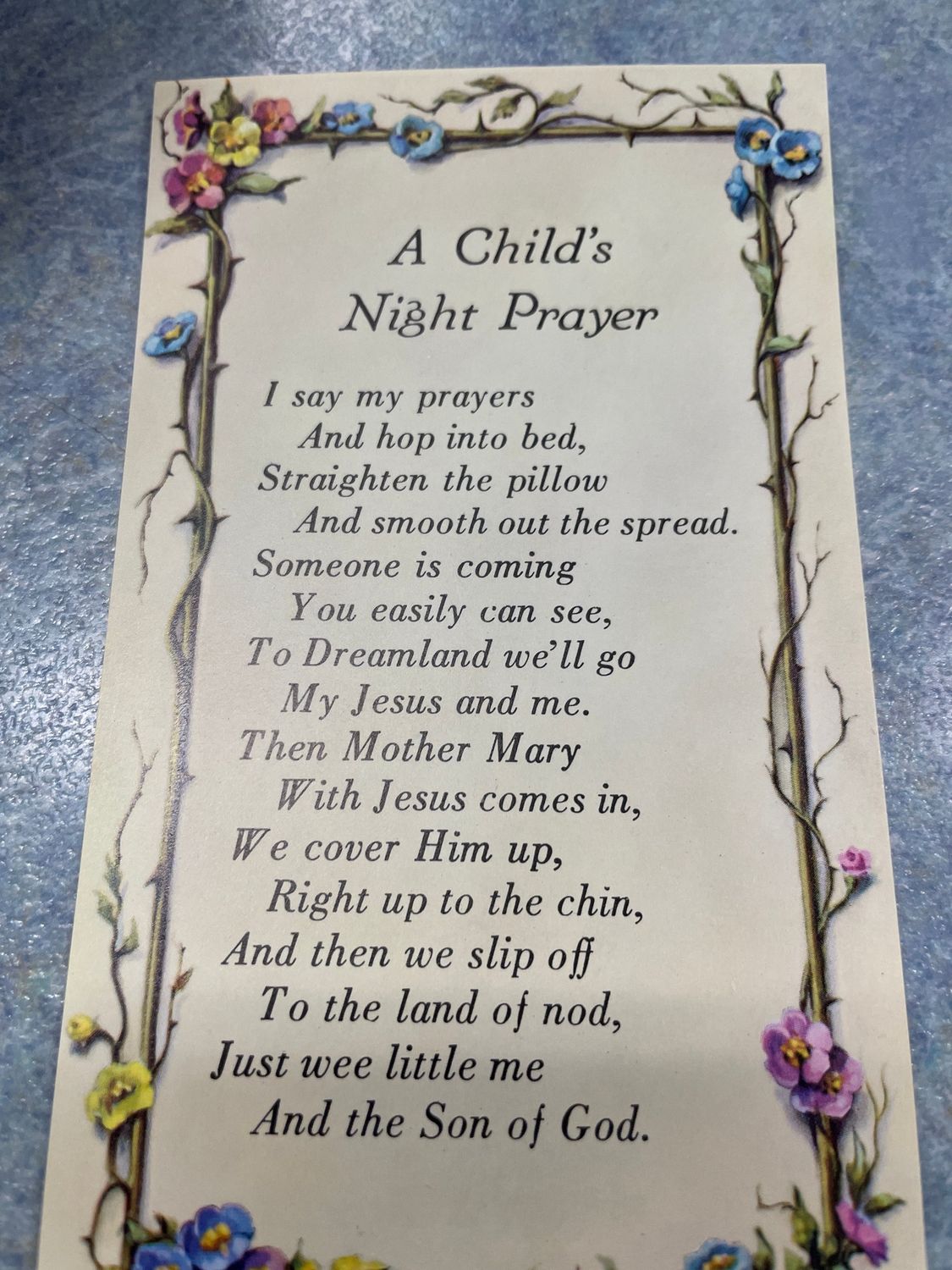 HOLY CARD - A CHILD’S NIGHT PRAYER