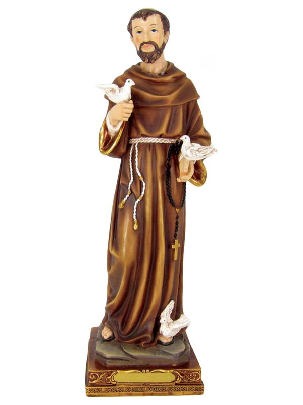 RESIN STATUE ST FRANCIS 30CM