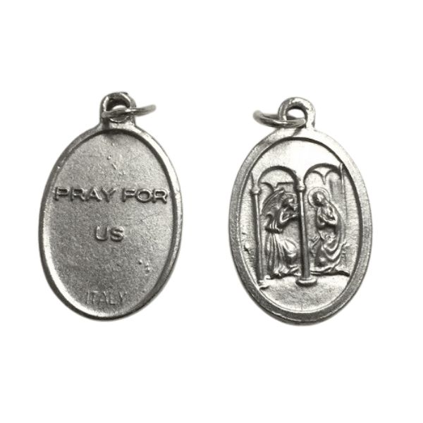 MEDAL ANNUNCIATION SILVER OXIDE 22MM OVAL
