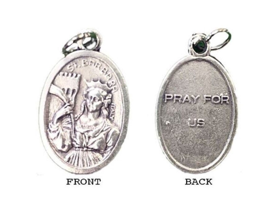 MEDAL ST BARBARA SILVER OXIDE 22MM OVAL