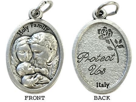 MEDAL HOLY FAMILY SILVER OXIDE 22MM OVAL